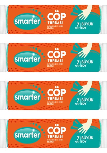 Smarter Büyük Boy Çöp Torbası 4 Adet Yeşil 65 x 80 CM