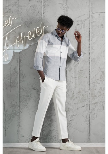 Advante Panolu Yaka Düğmeli Pamuklu Slimfit Yazlık Gömlek Antrasit