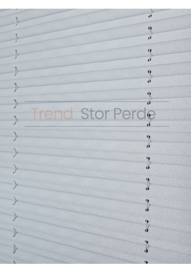 Mavi Gri Plise Katlanır Cam Balkon Perdesi - Ofis Perdesi - Salon Perdesi - 042 Mavi Gri