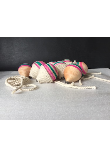 20 Adet Ahşap Topaç- 2 Metre İpiyle Birlikte