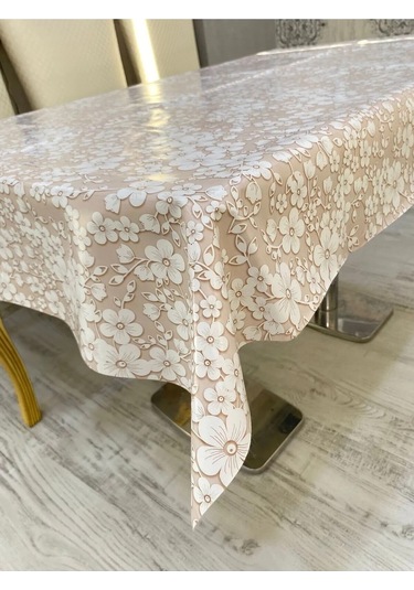 Rona Home Pvc Kaymaz Elyaf Tabanlı Silinebilir Masa Örtüsü Su Geçirmez Muşamba Sofra Bezi Tüm Çeşitler Kahve Beyaz
