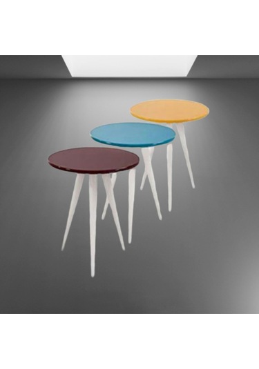 Zigon 3 Ayak Parlak 3 Renk Model Sehpa Kayın Torna Retro Ayak Mdf