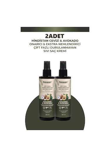 Tresan Coconut Avokado Durulanmayan Saç Kremi 250 Ml 2 Adet