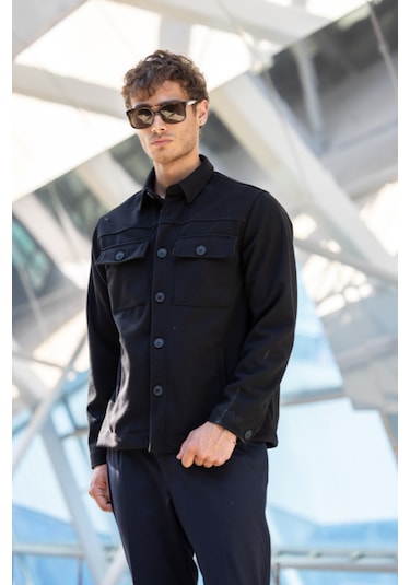 Siyah Renk Erkek Kaşe Ceket-1632 Siyah