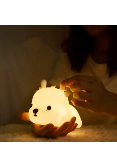 Metabagua Haven 5 Karikatür Silikon Gece Lambası U Fawn Renkli Atmosfer Yatak Başucu Eamnvh Beyaz