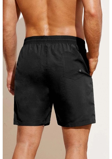 Angelsin Erkek Basic Standart Boy Mayo Cepli Deniz Şortu Siyah