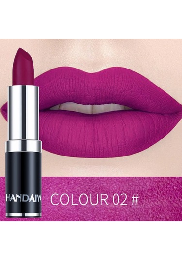 12 Renk Kırmızı Kadife Ruj Su Geçirmez Mat Ruj Makyaj Mor Mat Dudak Parlatıcısı 06 3.5g Pembe