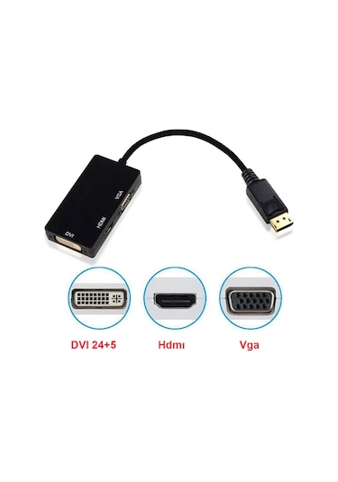 Display Port To Dvı Vga Hdmı Çevirici Dönüştürücü Aparat