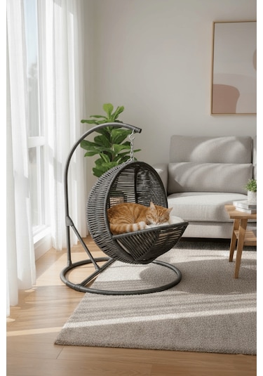 Reyo Pet Lüxperi Kedi Salıncağı & Kedi Yatağı & Kafesi 38x45x65 Cmantrasit