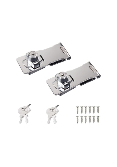 Kilitli Ve Vidalı Dolap Kapı Kilitleri, 64 Mm, 2 Parça, Anahtarlı Kilit, Krom B