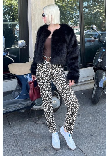 Madmext Siyah Bisiklet Yaka Kadın Suni Kürk Mont Mg2176 Siyah