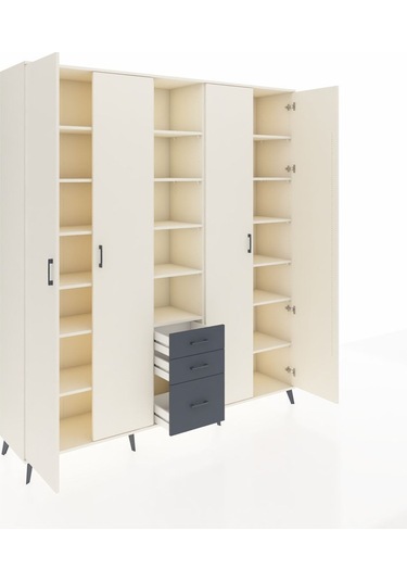 Hyperion Dolap 17 Raflı 3 Çekmeceli 4 Kapaklı 220x44x243 Aytaşı-aytaşı/antrasit Aytası/antrasıt