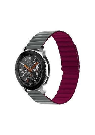 Galaxy Watch 42mm Uyumlu Krd-52 Zore Kordon-gri-kırmızı