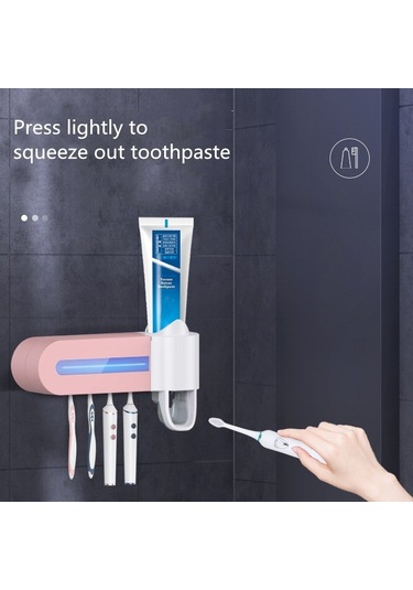 Sones Akıllı Diş Fırçası Sterilizatörü Uv Sterilizasyon Elektrikli Duvara Monte Diş Fırçalama Bardak Rafı Pembe Diğer