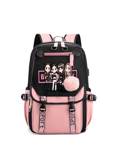 Aurora Öğrenci Okululçantısı Büyük Kapasiteli Seyahatçantası Siyah Ve Pembe Siyah - Pembe