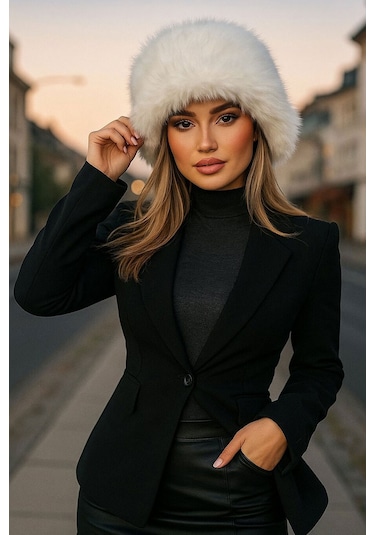 Bigdart Kadın Peluş Kalpak Şapka 010194 - Ekru