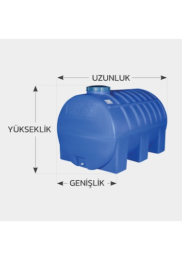 Akro Su Deposu 2000 Litre Yatay Mavi