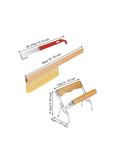 Pazly Suntek Ahşap Saplı Kovan Fırçası Arıcılık Aleti 3x Pm