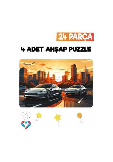 Ahşap Çocuk Puzzle 24 Parça 4 Adet-4