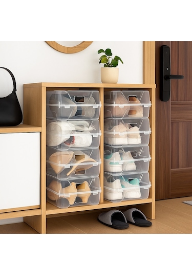 10'lu Şeffaf Erkek Ayakkabı Saklama Kutusu