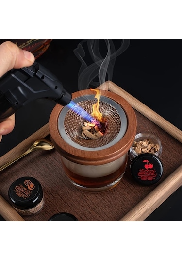 Honeybeeshop 1 Takım 5 Lezzet Ahşap Çip Isıtıcı Duman Kit Viski Şarap Ve Et İçin Erkek Hediyesi