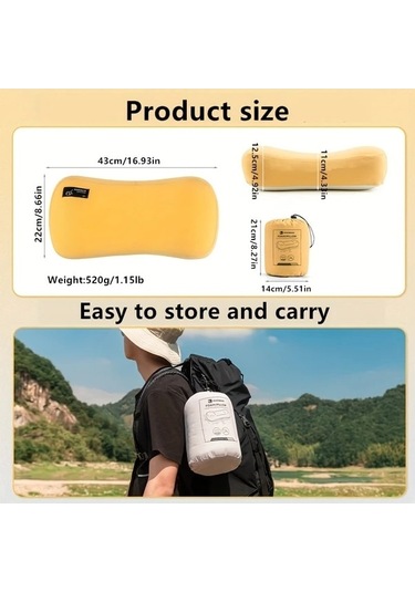 Trendooze Sunshine022 Hıkeman Gri Hafızalı Köpük Kamp Yastığı Mevsimlik Seyahat Outdoor Kompakt Taşıma Çantası Gri Gri