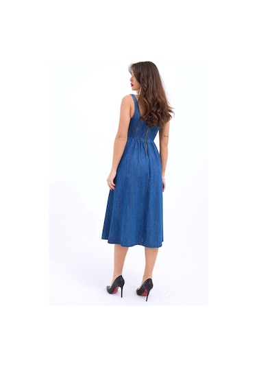 7143 Kot Elbise-mavi Altın