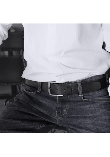 Hakiki Deri Erkek Kot Kemer 4.5 CM 2 Adet Siyah