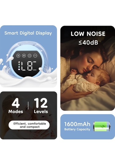 Dr.isla Yeni Giyilebilir Elektrikli Göğüs Pompaları 4 Mod 12 Seviye Taşınabilir Gökyüzü Mavi