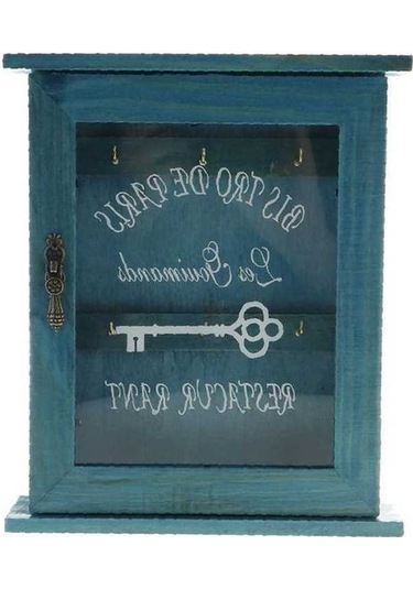 Novahub Ahşap Anahtar Kutusu, Pastoral Tarzı, Mavi, Kahverengi, 25x21x6cm, Ev Depolama, Anahtar Kancaları, Duvar Dekorasyonu Mavi