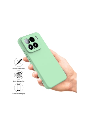 Xiaomi 15 İçin Düz Renk Sıvı Silikon Düşmeye Dayanıklı Tam Kapsama Telefon Kılıfı Yeşil