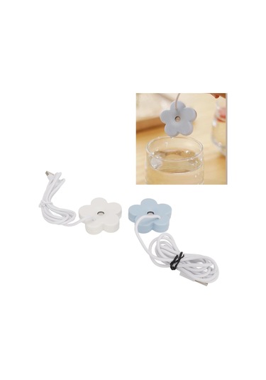 Tenfowee Mini Çiçek Usb Nemlendirici Ev Araç İçin Sessiz Otomatik Kapanma Ipx7 Su Geçirmez Beyaz Mavi Set