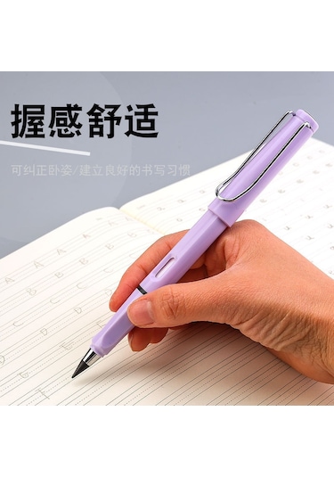 Symbee Öğrenci İçin Sıfır Mürekkep Sonsuz Yazma Kalemi - Doğru İçimli, Kırılmaz, Hb Uç Değiştirilebilir, Hafif Ve Dayanıklı Gümüş