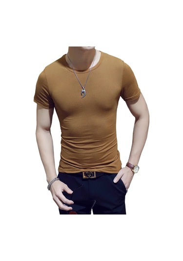 Snapbuymoda Erkek Yazlık Kısa Kollu V Yaka Polyester Tişörtgümüşerkek Gümüş