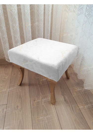 Ayak Ucu Kapı Önü Antre Düz Bench Puf Gold Ayak Beyaz