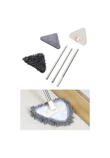 Zmc Bilişim Teleskopik Saplı 150 Cm Üçgen Mop Cam Duvar Tavan Fayans Parke Temizleyici Mop