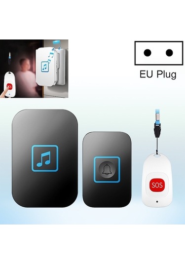 Cacazı C86 Kablosuz Sos Çağrı Cihazı Kapı Zili Yaşlı Adam Çocuk Acil Durum Alarmı Uzaktan Çağrı Zili, Ab Tak Siyah A