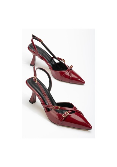 Aymood St-005 Bordo Rugan Günlük 7 Cm Topuklu Ayakkabı Bordo