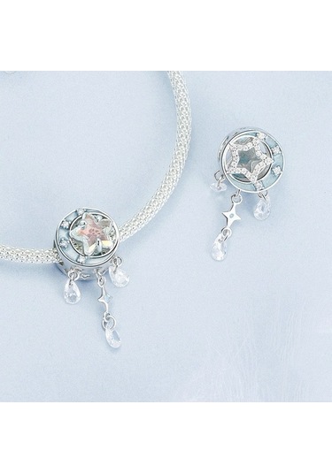 Fastbuy S925 Ayar Gümüş Yıldız Ay Dreamcatcher Boncuk Set, Renkli Püskül Dıy Aksesuar Çok Renkli