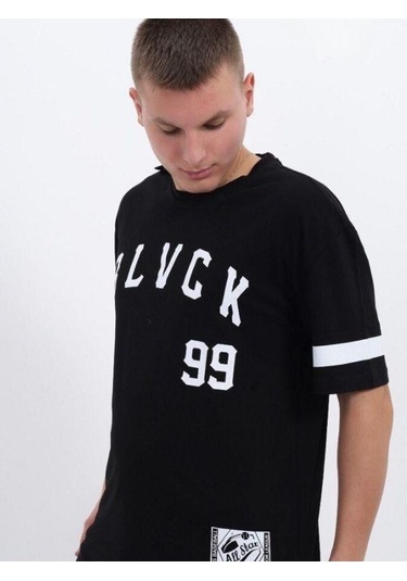 Çocuk Harf Baskılı Tshirt-14613 SIYAH