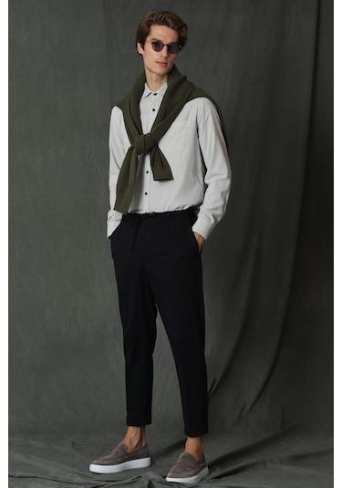 Lufian Watt Regular Fit Kadife Erkek Spor Gömlek Taş