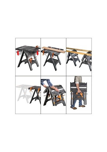 Worx Wx051 Çok Fonksiyonlu Katlanabilir Çalışma Tezgâhı 2 Adet