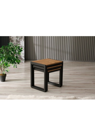 Sehpol Üçlü Zigon Sehpa 50x40x52/45x40x46/40x40x40 Antrasit