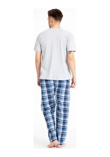 Tampap 2170-k Kısa Kollu Baskılı Erkek Pijama Takımı  Gri