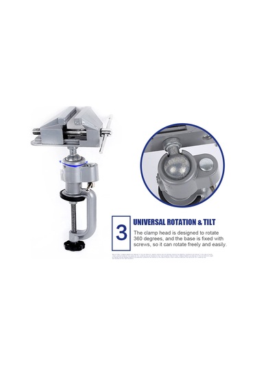 Vkemall Alüminyum Alyuminiyum Fiksasyon Cihazı - 360 Derece Döner, 55mm Çene Açımı, Çok Açı İşleme, Tahta Üzerine Hızlı Kurulum