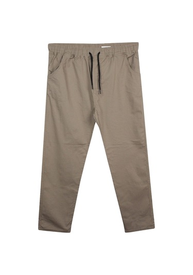 Erkek 118 -156 Kilo Arası İçin Uygun Lastikli Paça Bağcıklı Battal Boy Gabardin Pantolon Bej Bej