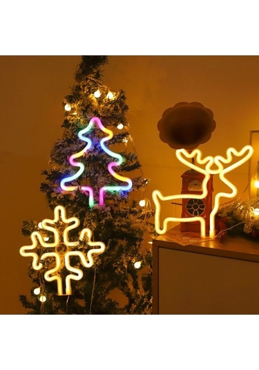 Tongxida Noel Duvar Işıkları, Ağaç Renkli Monte Süsler, Neon Işıkla Aydınlatma Diğer
