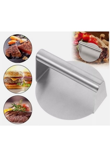 Narkalıp Yuvarlak Paslanmaz Çelik Hamburger Et Pres Aparatı 14cm