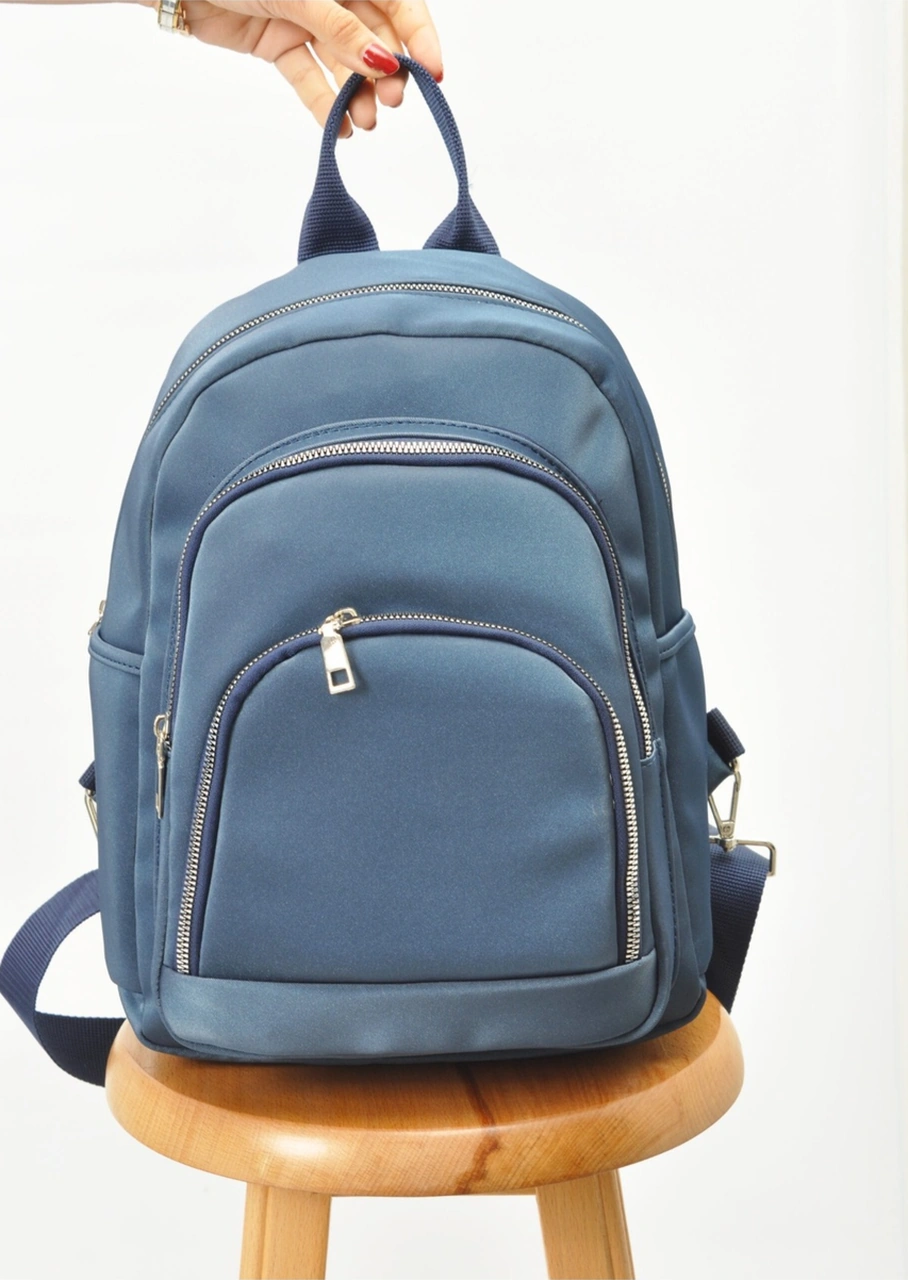 Tezzgelsin Unısex Su Geçirmez Saten Suni Deri Günlük Kullanım Sırt Çantası Lacivert