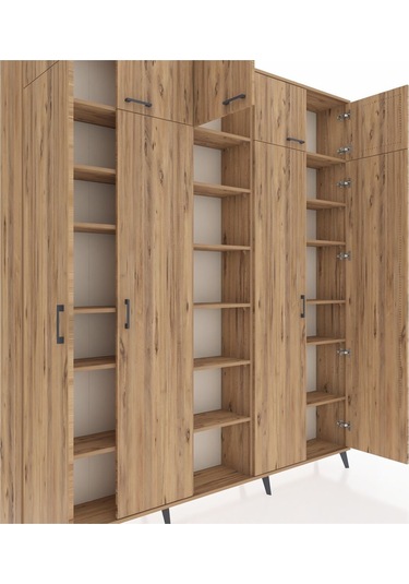 Arges Dolap 18 Raflı 9 Kapaklı 220x30x243 Çam-çam/çam Atlas Çam/atlas Çam
